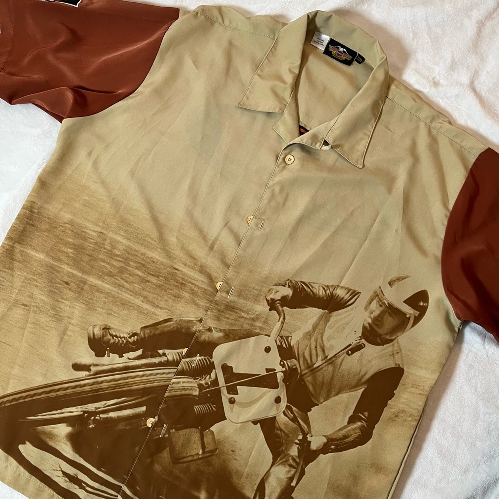 VINTAGE HARLEY DAVIDSON RARE BUTTON UP